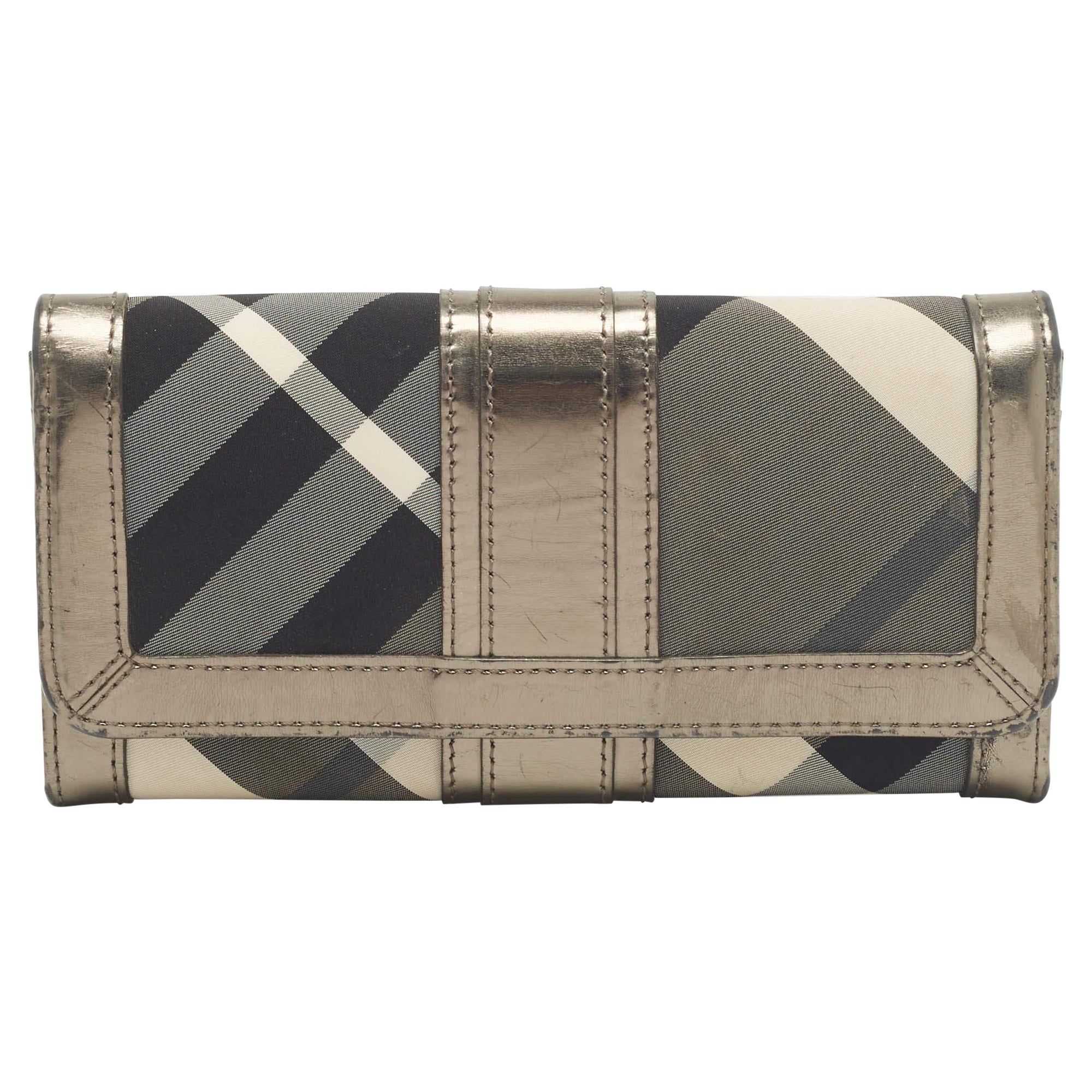 Burberry Metallic Nova check Nylon and Leather Penrose Continental Wallet