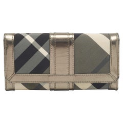 Burberry Metallic Nova check Nylon and Leather Penrose Continental Wallet
