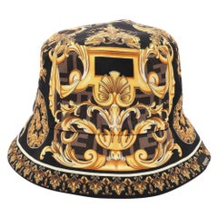 Fendi X Versace Multicolor FF Baroque Print Silk Bucket Hat