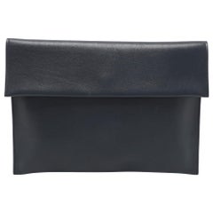 Marni Navy Blue Leather Flap Clutch