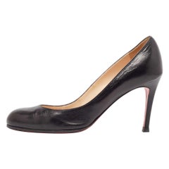 Christian Louboutin Black Leather Simple Pumps Size 37.5