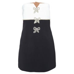 Self-Portrait Black/White Crepe Bow Detail Strapless Mini Dress M