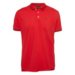Emporio Armani Polo T-Shirt rouge en coton piqué 3XL