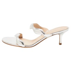 Gianvito Rossi - Sandales ondulées en cuir argenté, taille 38