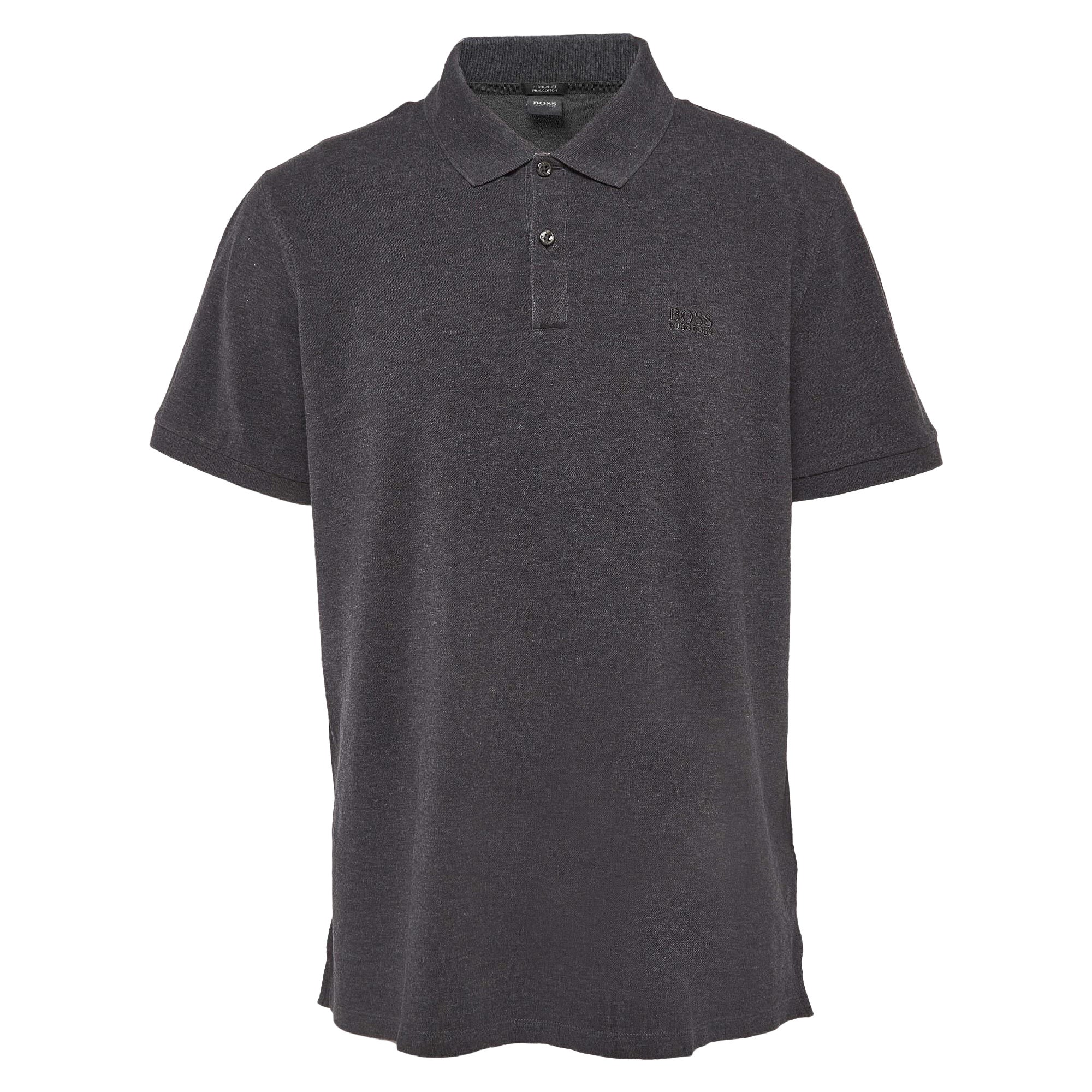 Boss By Hugo Boss Grau Baumwolle Pique Polo T-Shirt XXXL im Angebot