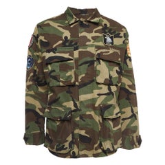 Saint Laurent Grüne Utility-Jacke aus Baumwolle mit Camouflage-Druck M