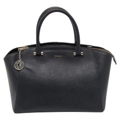 DKNY Black Leather Bryant Park Satchel