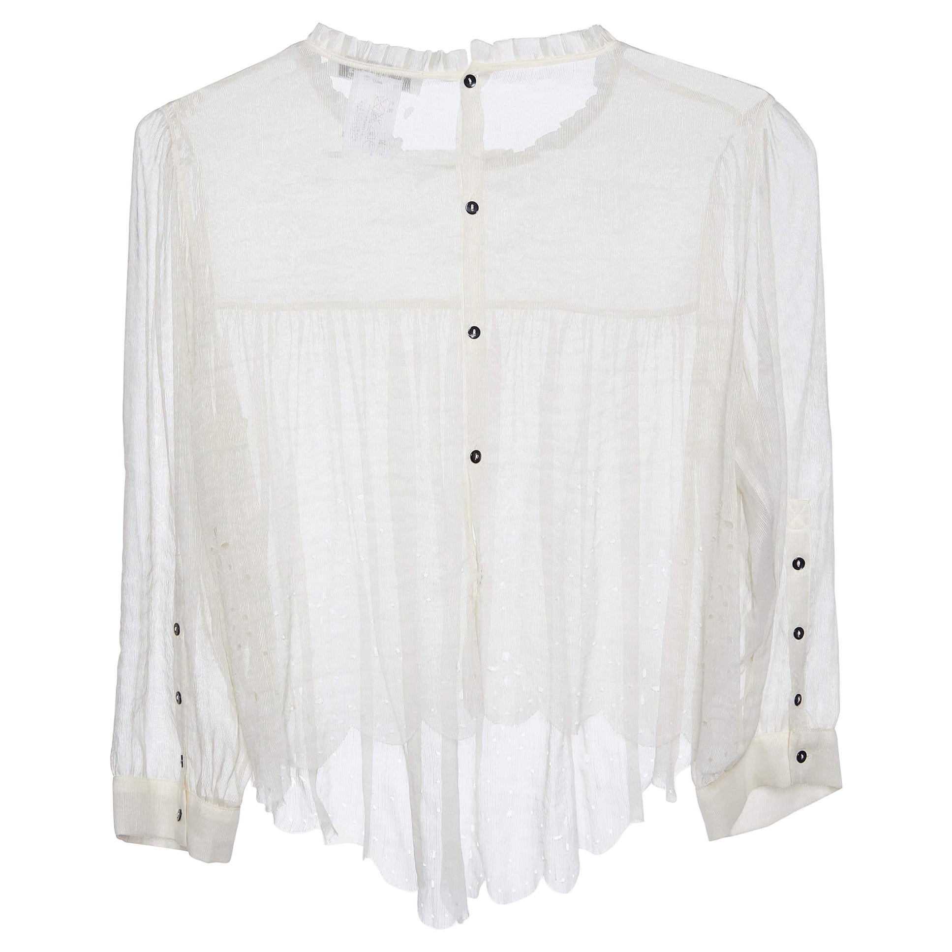 Chloé Off-White Top in seta e lino L