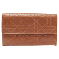Cartera Continental con Doble Solapa de Piel Cannage Marrón Dior