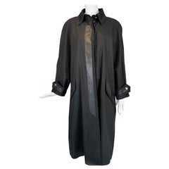 Chanel Black  Duster Style Distressed Vintage Raincoat 1980s 40