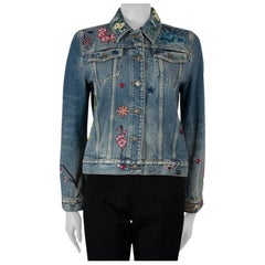 GUCCI blue cotton 2017 BLIND FOR LOVE FLORAL DENIM Jacket 40 S