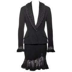 Christian Dior by John Galliano Traje con falda de crepé negro y encaje, FW 1998