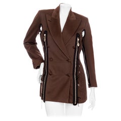 Jean Paul Gaultier 1990 Brown Wool Double-Breasted Zippered Blazer