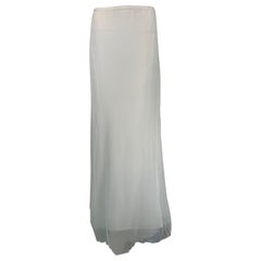 La Perla Weißer langer Seiden-Chiffon-Rock mit Schleppe Braut-/Ehering aus Seide 48