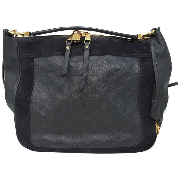 louis vuitton navy leather handbag