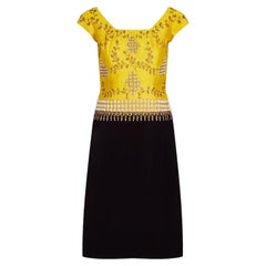 Vintage 1960s Eliane Montigny French Couture Velvet and Silk Dress