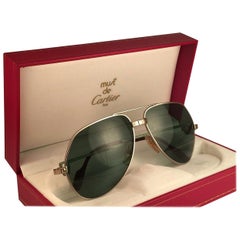 Vintage Cartier Santos Screws Titanium 62Mm Heavy Plated Sunglasses France