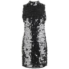 PIERRE BALMAIN c.1960's Black Paillette Hanging Knit Shift Cocktail Go Go Dress 11