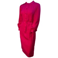 60s Magenta Silk Jacquard Day Dress