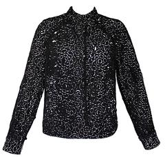Chanel Laser Cut Camellia Flower Black and White Bomber Jacket 9