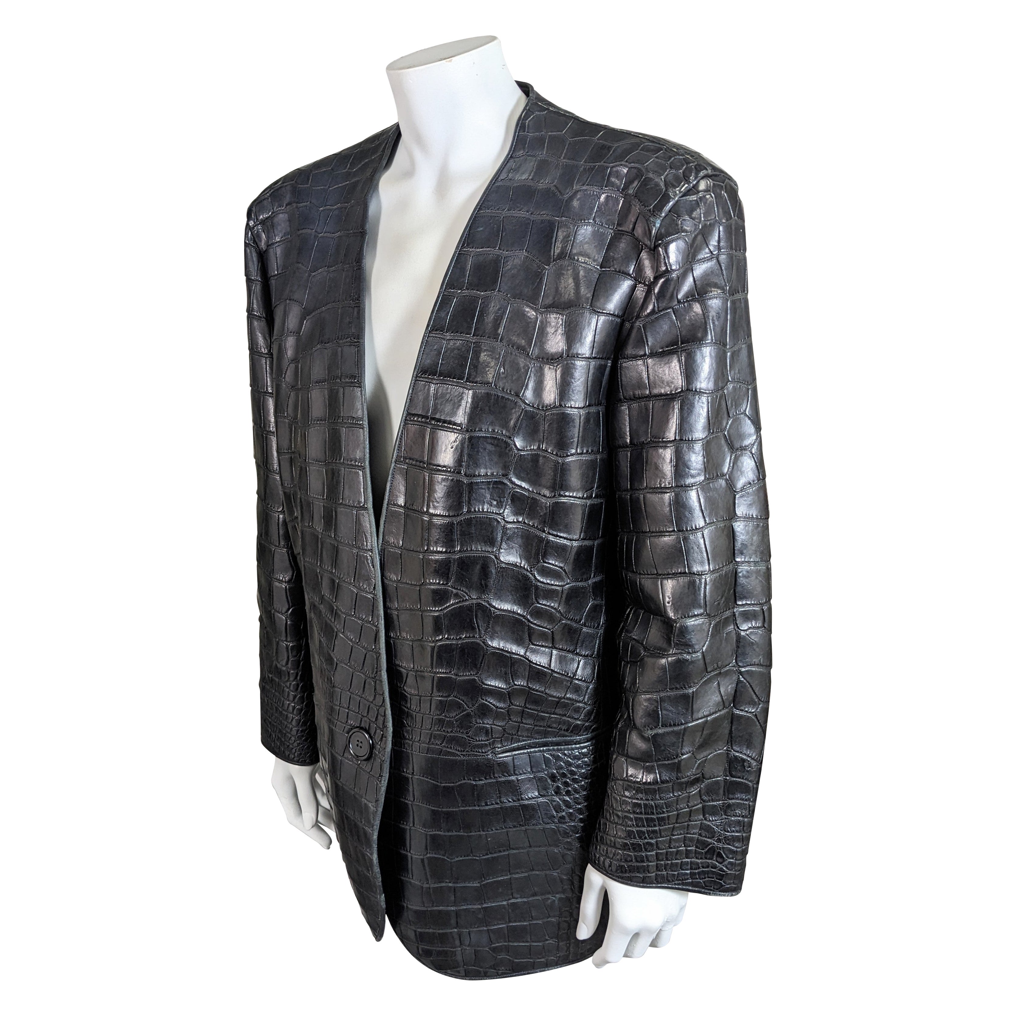 Rare Perry Ellis Crocodile Cardigan For Sale