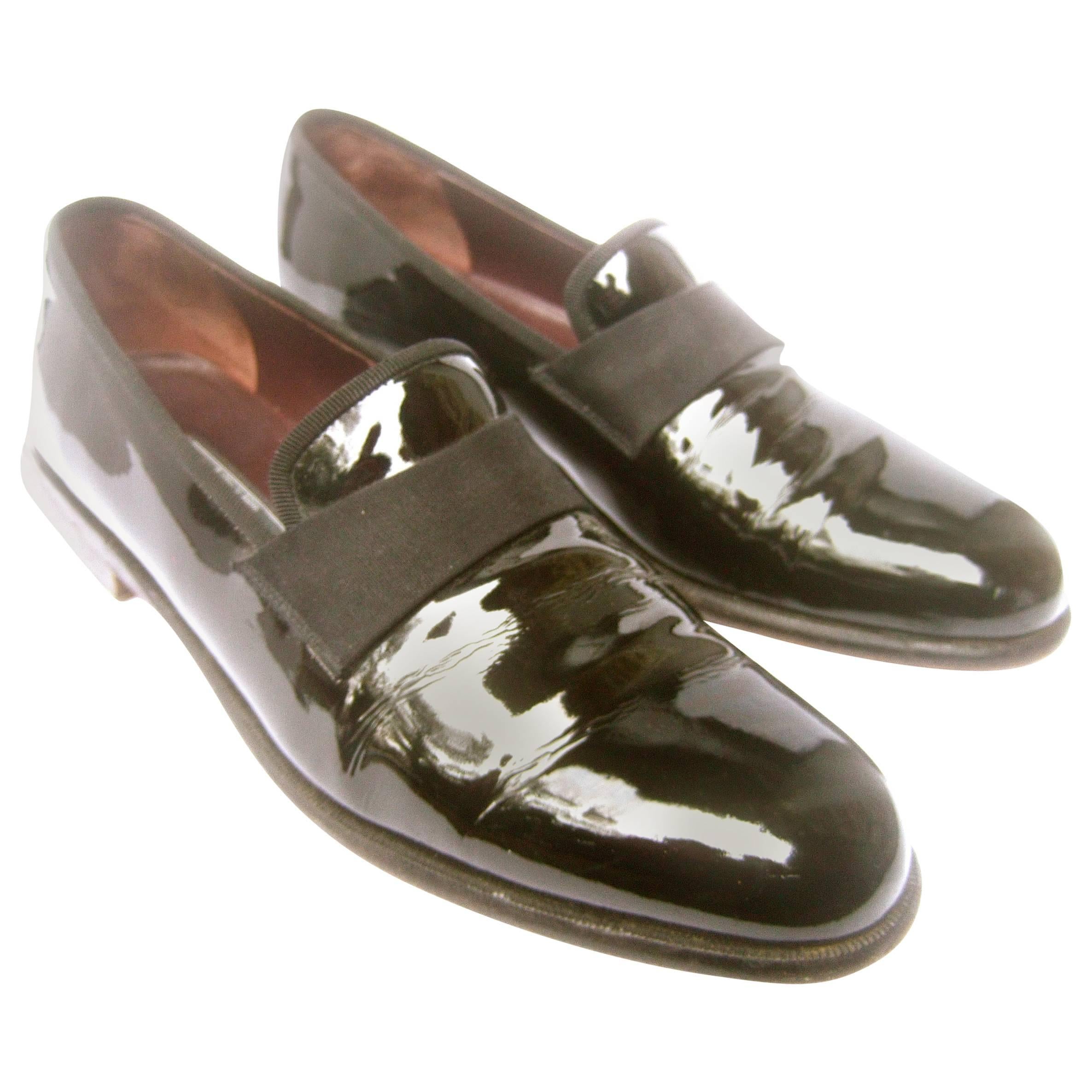 Salvatore Ferragamo Men's Black Patent Leather Dress Shoes 