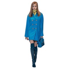 A/I 2014 Look #14 Versace Cappotto in lana e cashmere blu Carrebian 38 - 4