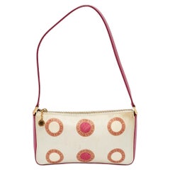 Bvlgari Rosa/Weiß bedruckte Baguette-Tasche aus Satin und Leder