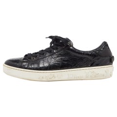 Dior Black Textured Leather Low Top Sneakers Size 37