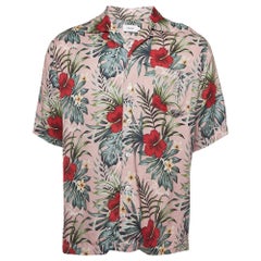 Rhude Pink Tropical Print Hawaiian Shirt L