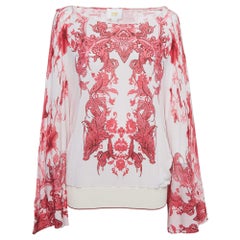 Roberto Cavalli Pink Floral Print Jersey Kimono Top M