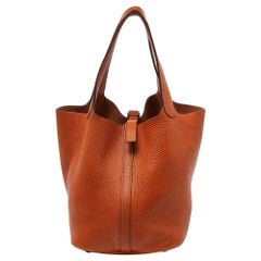 Hermès Orange Taurillon Clemence Leather Picotin Lock 22 Bag