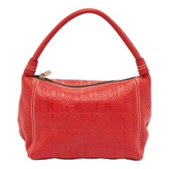 CH Carolina Herrera Red Leather Shoulder Bag