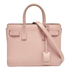 Saint Laurent Old Rose Leather Nano Classic Sac De Jour Tote