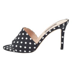 SJP Sarah Jessica Parker Schwarz/Weiß Canvas Slide Sandalen Größe 37,5