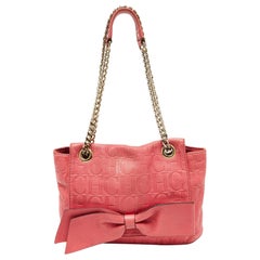 CH Carolina Herrera Borsa a tracolla Audrey in pelle goffrata Monogram rosa