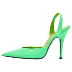 The Attico Neon Green Patent Leather Slingback Pumps Size 39