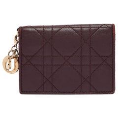 Dior Burgundy Cannage Leather Lady Dior Card Holder