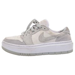 Air Jordans Grey/White Suede Elevate Air Jordan 1 Low Top Sneakers Size 40.5