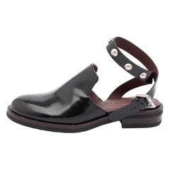 See by Chloe Black Leather Embellished Ankle Strap Mules Size 35