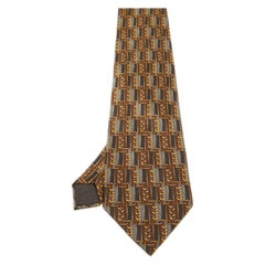 Corbata tradicional de seda estampada marrón Lanvin