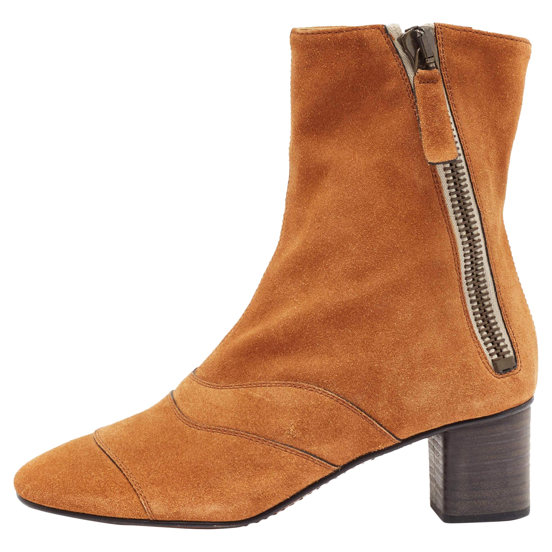 Chloe Brown Brown Suede Ankle Boots Size 37.5