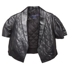 Louis Vuitton Black Leather Open Front Crop Jacket S