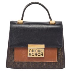 CH Carolina Herrera Borsa a manico superiore in tela e pelle rivestita Monogram tricolore