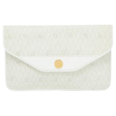 Dior Off White Wabenförmige Clutch aus beschichtetem Segeltuch und Leder mit Monogramm