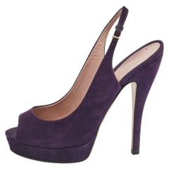 Gucci Purple Suede Ankle Strap Sandals Size 38.5