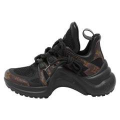 Louis Vuitton Black Mesh & Monogram Canvas Archlight Low Top Sneakers Size 35.5
