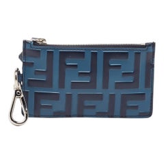 Fendi Blue Zucca Embossed Leather Coin Purse