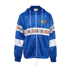 Chaqueta con capucha Gucci Azul Malla Magnetismo Detalle Cinta XL