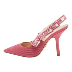 Dior Pink Brocade Fabric J'Adior Slingback Pumps Size 40